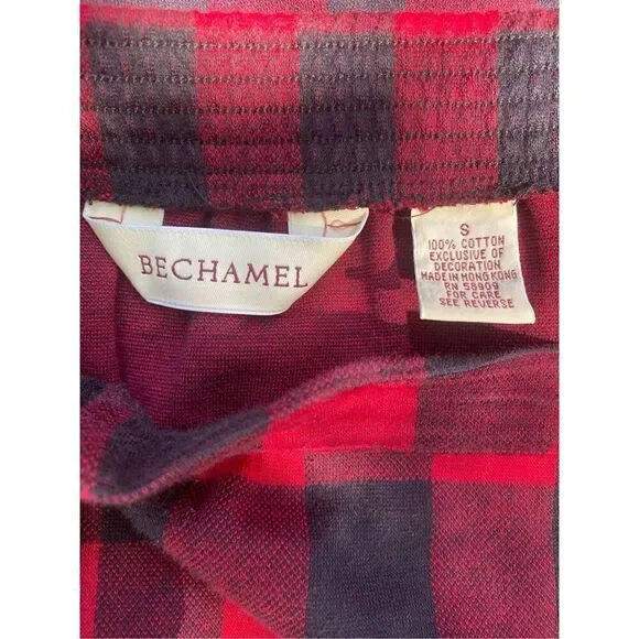 Bechamel Buffalo Plaid Skirt Pull-On Fringe Detail Sz S Vintage - Picture 9 of 10